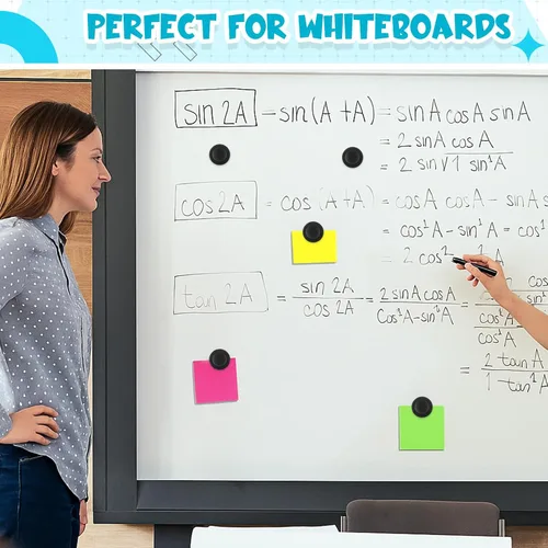 Miniatura 4 de Outus 45 imanes redondos negros para pizarra blanca de 1.2 in, imanes para refrigerador para el regreso a clases, mini nevera, suministros