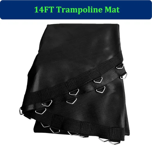 Miniatura 9 de Tapete de repuesto para cama elástica, diámetro del tapete: 11.97-12.56 pies, se adapta a marcos de trampolín de 14 pies, con 72 80 84 88 96 anillos