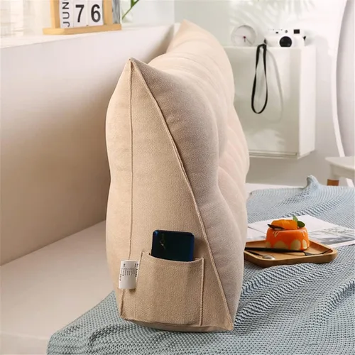 Miniatura 4 de Almohada para cabecero, almohada triangular de cuña para sofá cama, soporte para respaldo de cama, almohada de lectura, posicionamiento lumbar Beige