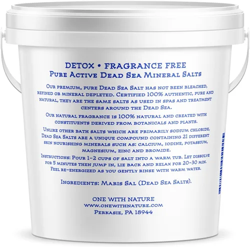 Miniatura 2 de One With Nature Sal del Mar Muerto 100% Pura para Baño, 5 libras Sin Fragancia. La Sal del Mar Muerto es Rica en Minerales Esenciales, Como