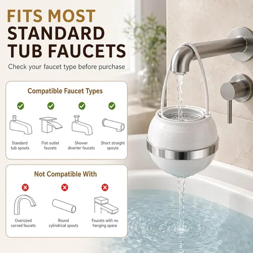 Miniatura 9 de Filtro de baño para bañera, filtro de baño de 8 etapas, elimina cientos de contaminantes, sin BPA, purifica tu agua de baño para una piel y cabello