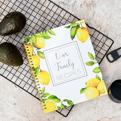 Miniatura 5 de Libros de recetas para escribir en tus propias recetas, paquete de 2 (limón y floral), diarios de recetas familiares para crear tus propios libros