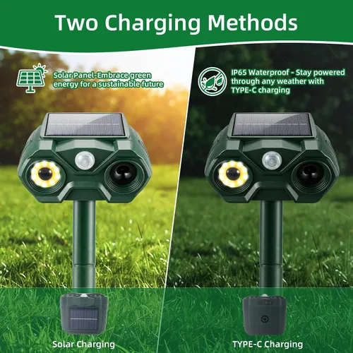 Miniatura 3 de Repelente solar de animales 2026, suplemento para exteriores, repelente de gatos recargable por USB, ardilla, conejo, zorro, dispositivos repelentes