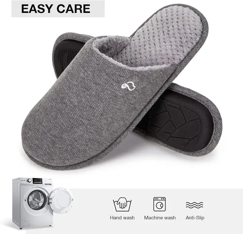 Miniatura 7 de EverFoams Men's Cotton Knit Memory Foam Indoor Slippers Light Weight House Shoes with Anti-Skid Sole