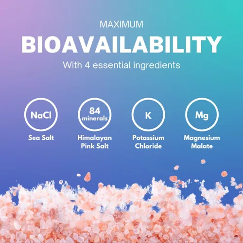 Miniatura 7 de Polvo de electrolitos de hidratación brillante, crudo y natural, sin sabores añadidos, cero azúcar, sal marina, sal rosa del Himalaya, magnesio
