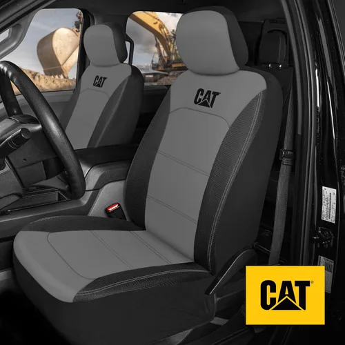 Miniatura 3 de Cat FlexHybrid - Fundas de asiento de automóvil, piel sintética de alta calidad gris + fundas de asiento de malla para autos, camiones, SUV, fundas