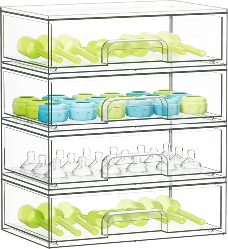 Miniatura 6 de SpaceAid Organizador de almacenamiento de botellas para bebé, contenedor organizador de estación de botellas de acrílico, cajones transparentes