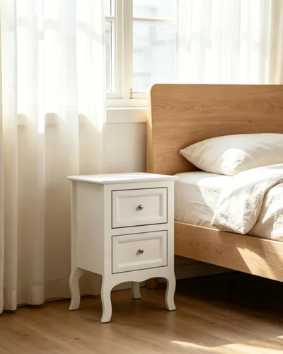Miniatura 2 de Karl home Juego de 2 mesitas de noche marrones para dormitorio, mesita de noche pequeña vintage con cajones, mesa auxiliar de estilo granja, mesas