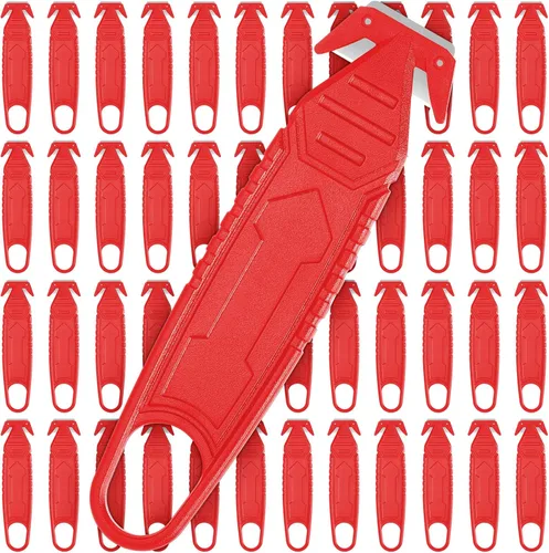 Miniatura 11 de Therwen Cuchillo cortador de caja de seguridad, 8 unidades, de acero inoxidable, abridor de paquetes con divisor de cinta para cartón, cartón