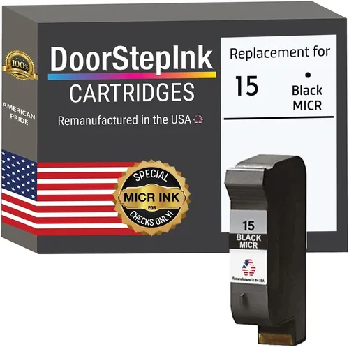 DoorStepInk Cartuchos de tinta magnéticos remanufacturados para HP 15 C6615DN Negro MICR - Compatible con HP DeskJet 810C, 812C, 825C, 825cvr, 3820,
