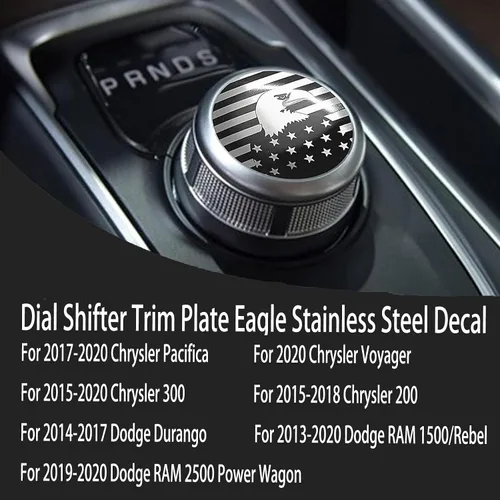 Miniatura 7 de CONGCONG Para Dodge Ram Chrysler Durango Traveler American - Calcomanía de acero inoxidable para pomo de palanca de cambios compatible con Chrysler