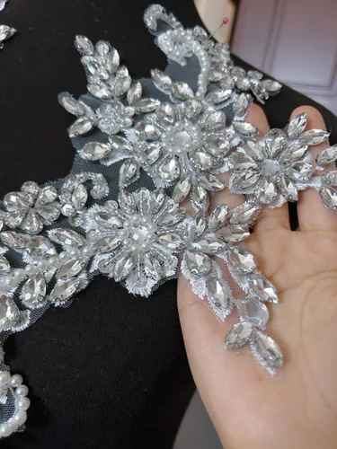 Miniatura 2 de Disfraces de costura, parches y apliques de encaje, adorno de decoración de pecho con cristales acrílicos de cristal, diamantes de imitación