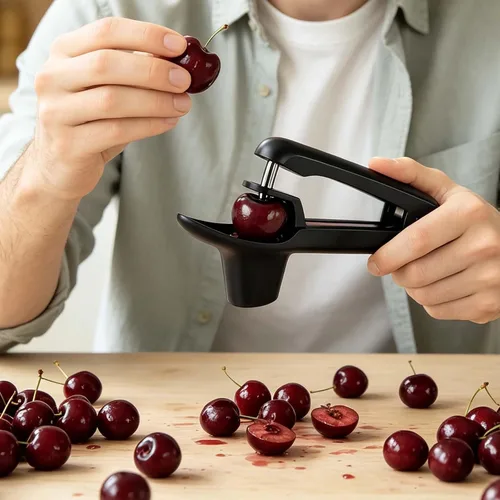 Miniatura 6 de Herramienta para picar cerezas, herramienta de picadura de acero inoxidable resistente, herramienta portátil de semillas de cerezas con diseño