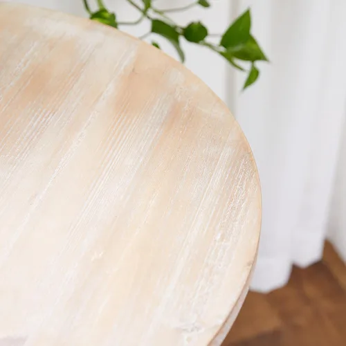 Miniatura 4 de Deco 79 Mesa auxiliar de madera con desplazamiento lateral, mesa auxiliar tallada envejecida con parte superior de madera marrón, mesa auxiliar