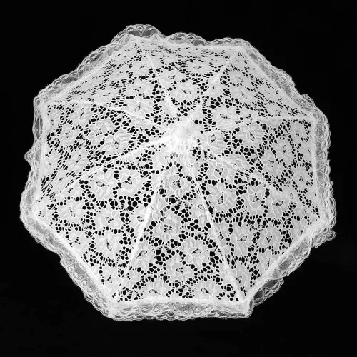 Miniatura 7 de Paraguas de viaje de encaje floral, soportes de paraguas con mango en J, para regalos (51239 blanco)