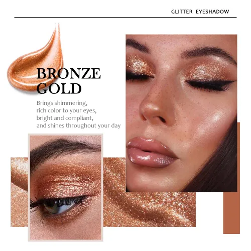 Miniatura 3 de evpct Sombra de ojos y delineador líquido brillante con purpurina, sombra de ojos y delineador en barra metálico de alto pigmento, conjunto