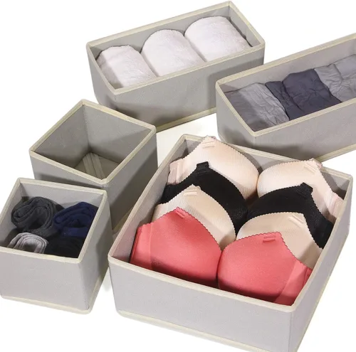 Miniatura 5 de DIOMMELL Juego de 24 cajas de almacenamiento de tela plegables para armario, aparador, cajón, cestas de tela, contenedores divisores para ropa