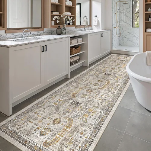 Miniatura 175 de Madane Tapete lavable de 2 x 10 pies para pasillo, cocina, recibidor, clásico, suave, antideslizante para interiores, casa de campo, baño, sala