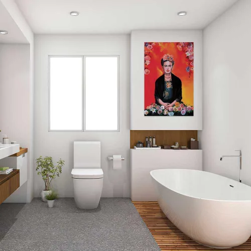 Miniatura 4 de New York Art Publishing Frida Kahlo Póster (pintura) impreso en papel, 24x36 pulgadas, meditación con flores, envío desde los Estados Unidos
