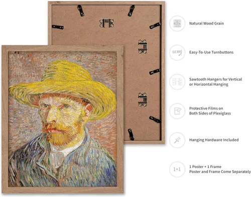 Miniatura 2 de Poster Master Póster clásico de Van Gogh, impresión impresionista vintage, regalo para artista, pintor, autorretrato, sombrero de paja, dibujo