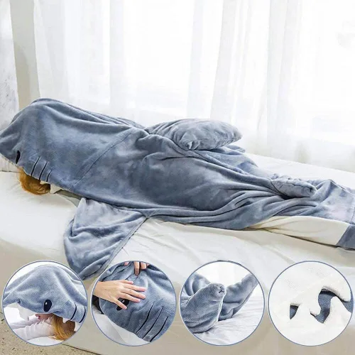 Miniatura 4 de Mameluco de tiburón, manta de tiburón con capucha para adultos, saco de dormir de tiburón para adulto (L)
