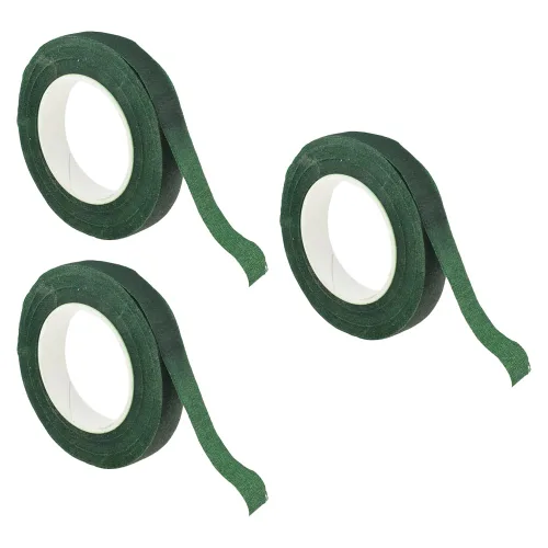 HAHIYO 3 rollos de cinta floral de 0.5 pulgadas de ancho en verde oscuro - 270 pies/90 yardas en total, cinta de papel impermeable para floristería,