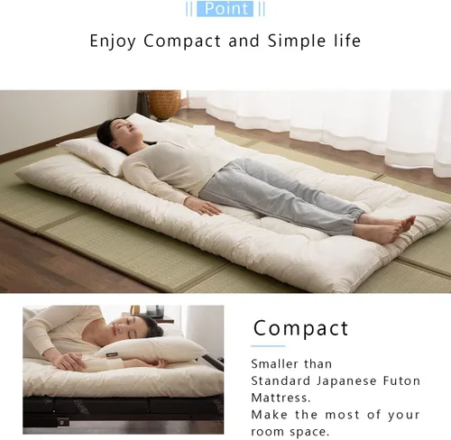 Miniatura 3 de EMOOR Colchón de futón japonés que ahorra espacio, compacto, tamaño individual, fabricado en Japón, colchón plegable para dormir, tapete de tatami