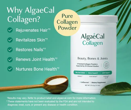 Miniatura 3 de ALGAECAL Paquete de calcio y colágeno: colágeno hidrolizado completo con verisol, fortibone y fortigel, más vitamina D3, K2, magnesio y minerales