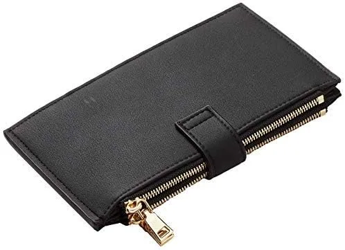 Miniatura 6 de Travelambo Billetera plegable con bloqueo RFID para mujer, con bolsillo con cremallera