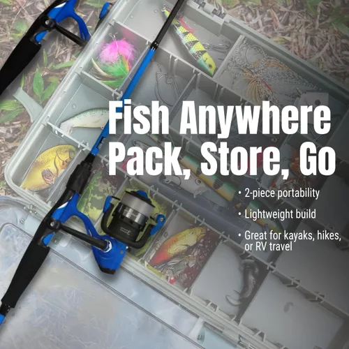 Miniatura 2 de Reaction Tackle Combo de Caña de Pescar y Carrete – Cañas de Carbono IM6 de 2 Piezas con Carretes de Lanzamiento Suave – Opciones de Spinning