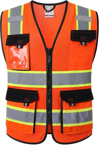 Miniatura 24 de JKSafety - Chalecos de seguridad reflectantes de alta visibilidad para hombres y mujeres, con bolsillos, ropa de seguridad de malla