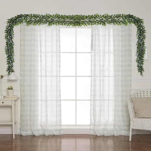 Miniatura 7 de Dallisten 3 hebras de enredaderas artificiales de ruscus italiano, guirnalda de vid de seda de 73 pulgadas con hojas verdes, plantas colgantes
