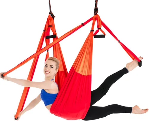 Miniatura 14 de Kit de hamaca de yoga para trapecio aéreo, ultra fuerte, antigravedad para yoga, volador, juego de herramientas de columpio de inversión Verde