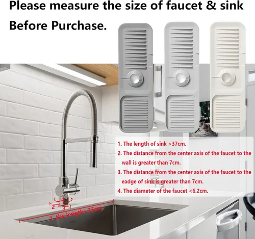 Miniatura 7 de Soporte de esponja protector contra salpicaduras para fregadero de cocina, bandeja de silicona para atrapa goteo para grifo, protector de fregadero