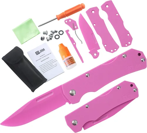 Miniatura 9 de JIN Alpha - Cuchillo de bolsillo para niños, cuchillos de juguete seguros, hoja G10 opaca, EDC plegable, kit de fabricación de bricolaje, cuchillo