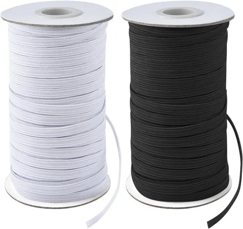 Miniatura 11 de Coopay Bandas elásticas planas de 40 yardas de largo, 1/2 pulgada de ancho, cuerda elástica plana para coser proyectos de bricolaje, artes y Negro
