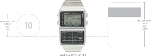 Miniatura 3 de Casio reloj de plata tono 25 con banco de datos con calculadora de memoria para hombre