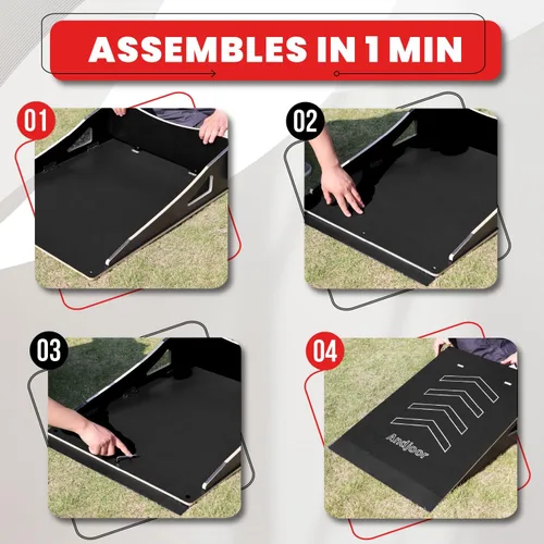 Miniatura 7 de Rampa de monopatín y bicicleta para niños - BMX, patinete, coche teledirigido y moto de tierra - Accesorios para monopatín con saltos Negro