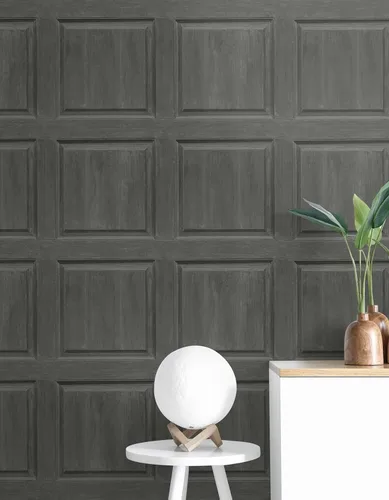 Miniatura 5 de NextWall Papel tapiz de imitación lavado para despegar y pegar (carbón)