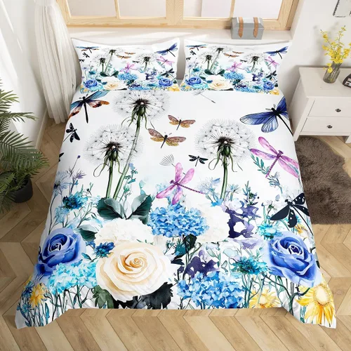 Miniatura 15 de Erosebridal Regalos de libélula para mujeres, funda de edredón de diente de león, mariposa y libélulas, juego de ropa de cama para mujeres y niñas