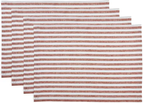 Miniatura 27 de Solino Home Amalfi - Manteles individuales a rayas, de 14 x 19 pulgadas, juego de 4 unidades, tela natural, lino europeo, 100 % lino puro, hechos a