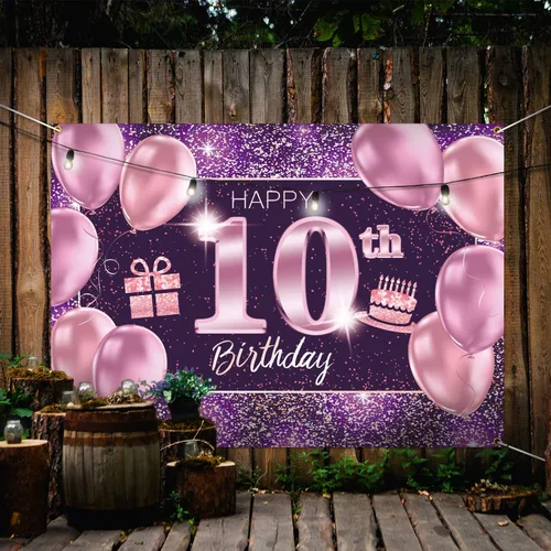 Miniatura 4 de pancarta grande rosa con texto en inglés “Happy Birthday