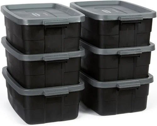 Miniatura 8 de Rubbermaid Paquete de 6 Contenedores Resistentes y Duraderos de 3 GAL para Almacenamiento con Tapas a Presión y Asas, Contenedores de Almacenamiento