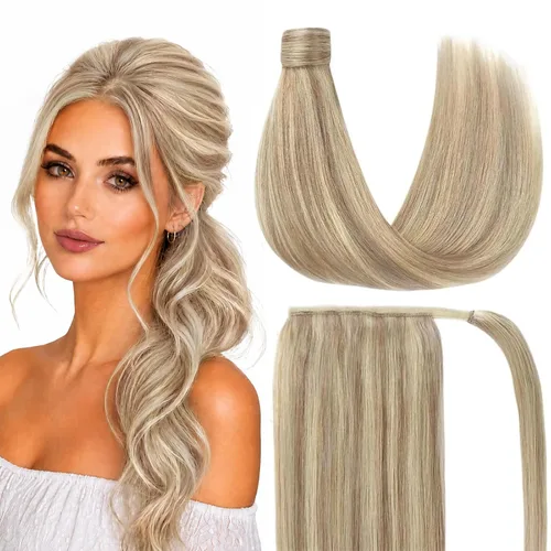 Miniatura 19 de VeSunny - Extensiones de cabello humano remy lacio de 14 a 24 pulgadas, con clip para cola de caballo, juego de extensiones de cabello humano