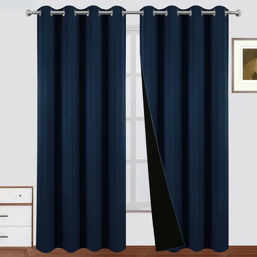 Miniatura 36 de LEMOMO Cortinas 100% opacas de 52 x 95 pulgadas, 2 paneles de oscurecimiento con aislamiento térmico para dormitorio Negro
