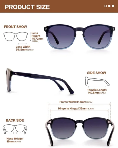 Miniatura 10 de Gafas de sol polarizadas para mujer con protección UV para mujer, a la moda, grandes sombras con marco de acetato BC2110