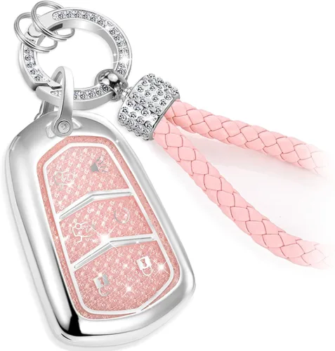 Miniatura 30 de para Buick - Funda para llavero con llavero de cuerda trenzada metálica anti-pérdida mejorada, carcasa suave de TPU exquisita para Avenir Envision