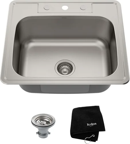 Miniatura 21 de Kraus Premier KBU17 Fregadero de cocina de acero inoxidable de calibre 18, de un tazón, de montaje por debajo para barra de cocina, 35.56 cm