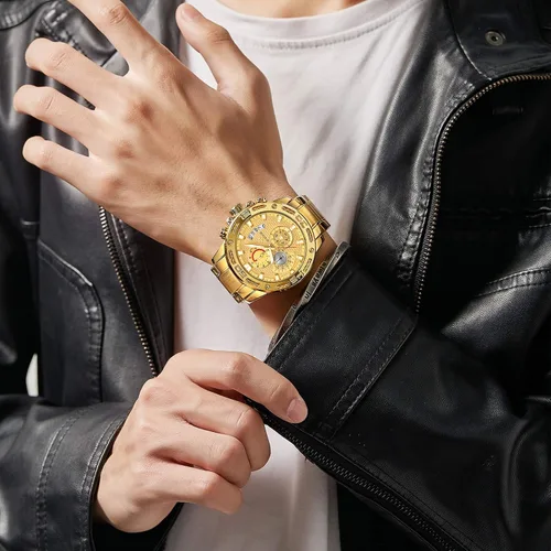 Miniatura 5 de Reloj cronógrafo de cuarzo de lujo para hombre acero inoxidable y metal resistente al agua informal con fecha