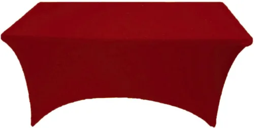 Miniatura 3 de Mantel de elastano color burdeos de 6 pies para mesa plegable rectangular ajustable